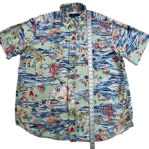 Polo Ralph Lauren Hawaiian Shirt 1XB Hula Girl Palm Tree Ukulele Beach Viscose - Picture 11 of 11